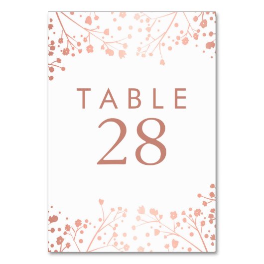 Roos Gold Baby's Breath Bruiloft Tafel Nummers Kaart (Achterkant)