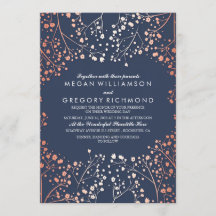 Roos Gold Baby's Breath Floral Navy Modern Wedding