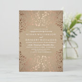 Roos Gold Baby's Breath Floral Verlovingsfeest Kaart (Staand voorkant)