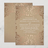 Roos Gold Baby's Breath Floral Verlovingsfeest Kaart (Voorkant / Achterkant)