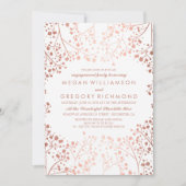 Roos Gold Baby's Breath Floral Verlovingsfeest Kaart (Voorkant)