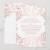 Roos Gold Baby's Breath Floral Verlovingsfeest Kaart (Voorkant / Achterkant)