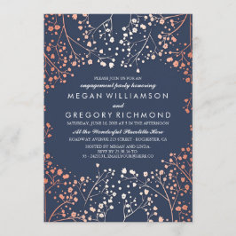 Roos Gold Baby's Breath Floral Verlovingsfeest Kaart