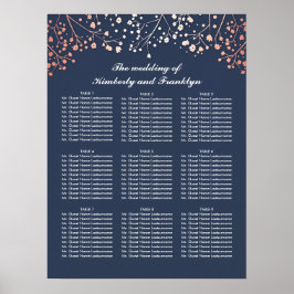 Roos Gold Baby's Breath Wedding Seating Chart Poster