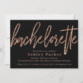 Roos Gold Bachelorette Party Invitation Glitter Kaart (Voorkant)