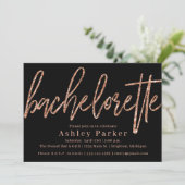 Roos Gold Bachelorette Party Invitation Glitter Kaart (Staand voorkant)