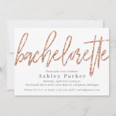 Roos Gold Bachelorette Party Invitation Glitter Kaart (Voorkant)
