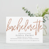 Roos Gold Bachelorette Party Invitation Glitter Kaart (Staand voorkant)