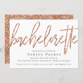 Roos Gold Bachelorette Party Invitation Glitter Kaart