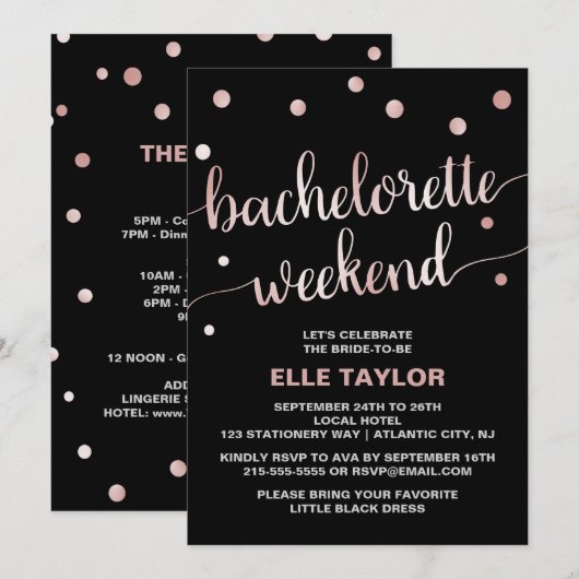 Roos Gold Bachelorette Weekend met reisroute Kaart (Voorkant / Achterkant)