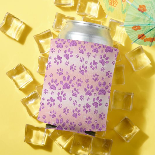 Roos Gold Background Paars Glitter Paw Printers Blikjeskoeler (Insitu Zomer)