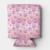 Roos Gold Background Paars Glitter Paw Printers Blikjeskoeler (Achterkant)