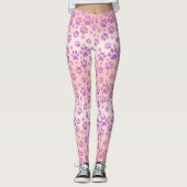 Roos Gold Background Paars Glitter Paw Printers Leggings (Voorkant)