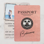 Roos Gold Bahamas Passport Bewaar de datum Save The Date (Voorkant / Achterkant)