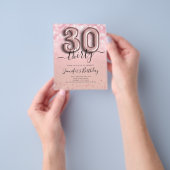 Roos Gold ballon Glitter 30th Birthday Invite Flyer (Hand)