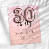 Roos Gold ballon Glitter 30th Birthday Invite Flyer