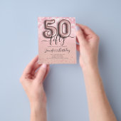 Roos Gold ballon Glitter 50th Birthday Invite Flyer (Hand)