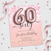 Roos Gold ballon Glitter 60th Birthday Invite Flyer