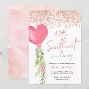 Roos Gold Ballon Valentijn Baby shower Kaart