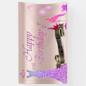 Roos Gold, ballonnen, glas, hiel, glitterklep Spandoek (Verticaal)