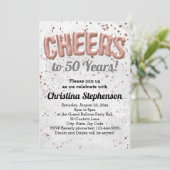 Roos Gold ballonvaarders tot 50 jaar 50e verjaarda Kaart (Staand voorkant)