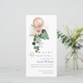 ROOS GOLD BALLOON FLORAL BUNCH BABY SHOWER INVITE BEDANKKAART (Staand voorkant)