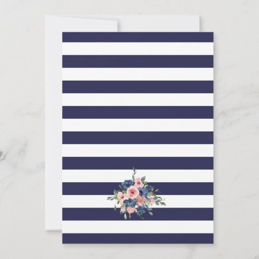 Roos Gold Balloon Floral Navy Blush 80th Birthday Kaart (Achterkant)