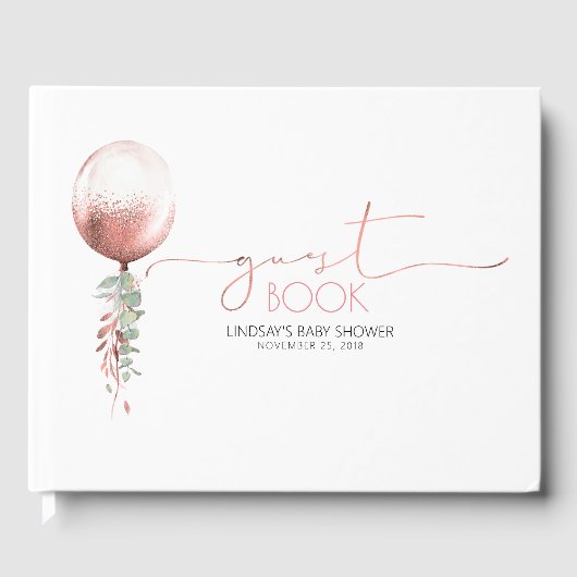 Roos Gold Balloon Garland Baby shower Gastenboek (Voorkant)