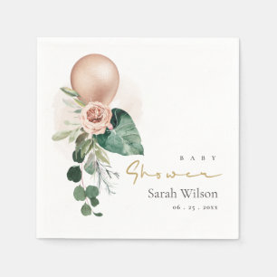 ROOS GOLD BALLOON PEACH FLORAL BUNCH BABY SHOWER SERVET