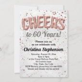 Roos Gold Balloon Proost op 60 jaar 60ste verjaard Kaart (Voorkant)