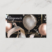 Roos Gold Balloons Black Chic Party Event Planner Visitekaartje (Voorkant)