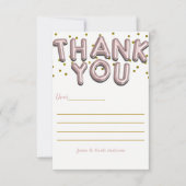 Roos Gold Balloons Confetti Stip Hartelijk dank Bedankkaart (Voorkant)