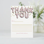 Roos Gold Balloons Confetti Stip Hartelijk dank Bedankkaart (Staand voorkant)