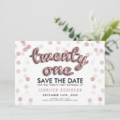 Roos Gold Balloons Glitter 21st Birthday Kaart (Staand voorkant)