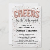 Roos Gold Balloons Proost 40 jaar 40ste verjaardag Kaart (Voorkant)