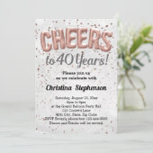 Roos Gold Balloons Proost 40 jaar 40ste verjaardag Kaart (Staand voorkant)