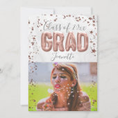 Roos Gold Balloons Roze Confetti Girls Afstuderen Kaart (Voorkant)