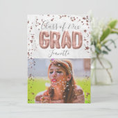 Roos Gold Balloons Roze Confetti Girls Afstuderen Kaart (Staand voorkant)