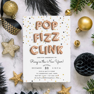 Roos Gold Balloons - Uitnodiging voor nieuwe jaren