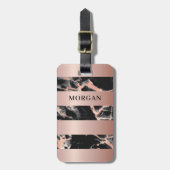 Roos Gold Bands, zwart en Roos Gold Marble, naam Bagagelabel (Voorkant verticaal)