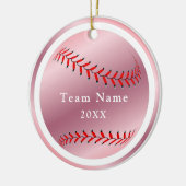 Roos Gold Baseball Softball Team Name & Year Pink Keramisch Ornament (Links)