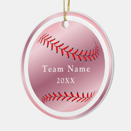 Roos Gold Baseball Softball Team Name & Year Pink Keramisch Ornament (Links)