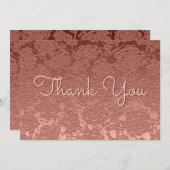 Roos Gold Beauful Script Modern Elegant Floral Bedankkaart (Voorkant / Achterkant)