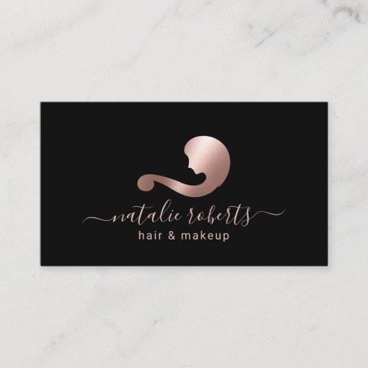 Roos Gold Beauty Logo Hair & Makeup Artist Salon Visitekaartje (Voorkant)