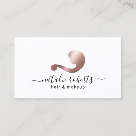Roos Gold Beauty Logo Hair Stylist Make-up Artiest Visitekaartje (Voorkant)