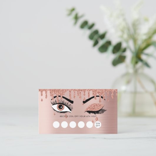 Roos Gold Beauty Makeup Artist Eyelashes Loyalty Visitekaartje (Staand voorkant)