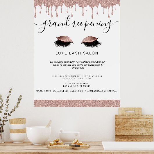 Roos Gold Beauty Salon Heropening Covid Safety Poster (Keuken)