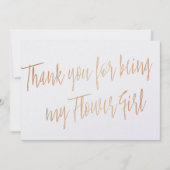 Roos Gold "Bedankt dat je mijn Bloemenmeisje bent" Bedankkaart (Voorkant)