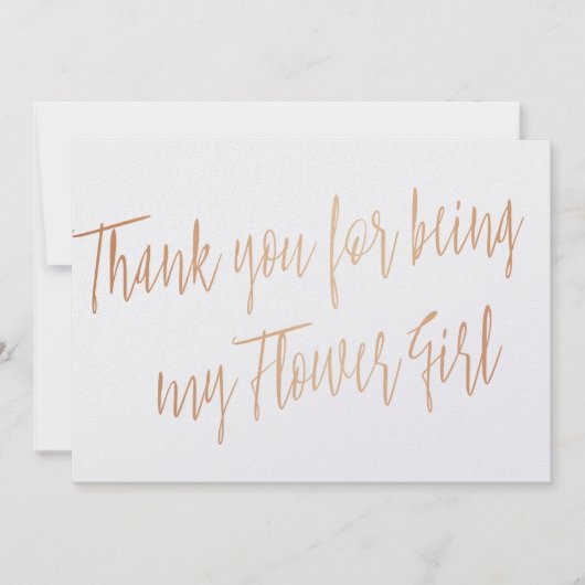 Roos Gold "Bedankt dat je mijn Bloemenmeisje bent" Bedankkaart (Voorkant)
