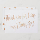 Roos Gold "Bedankt dat je mijn Bloemenmeisje bent" Bedankkaart (Voorkant / Achterkant)